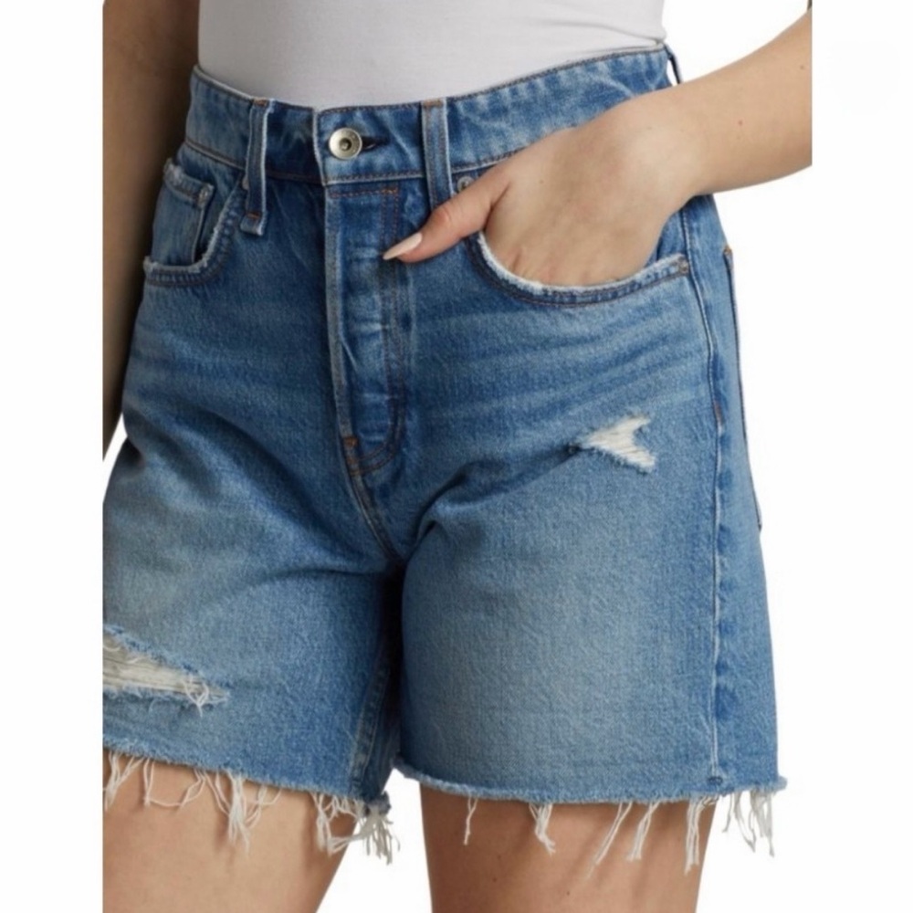 New $195 Rag & Bone Rosa Mid Rise Short Medium Wash Distressed Classic 27 - Picture 3 of 6